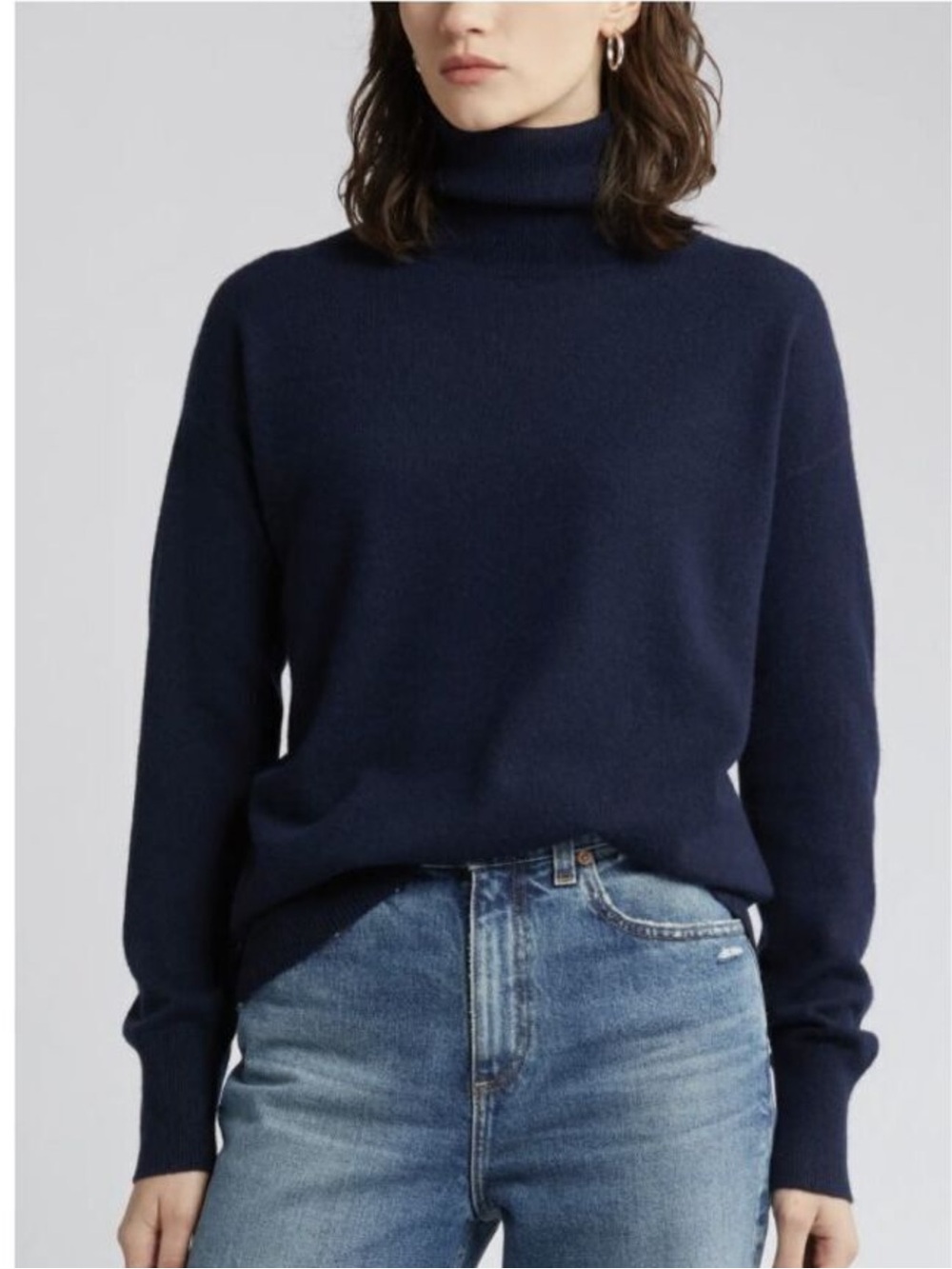 Nordstrom Cashmere Turtleneck Sweater Black Small Soft Cozy